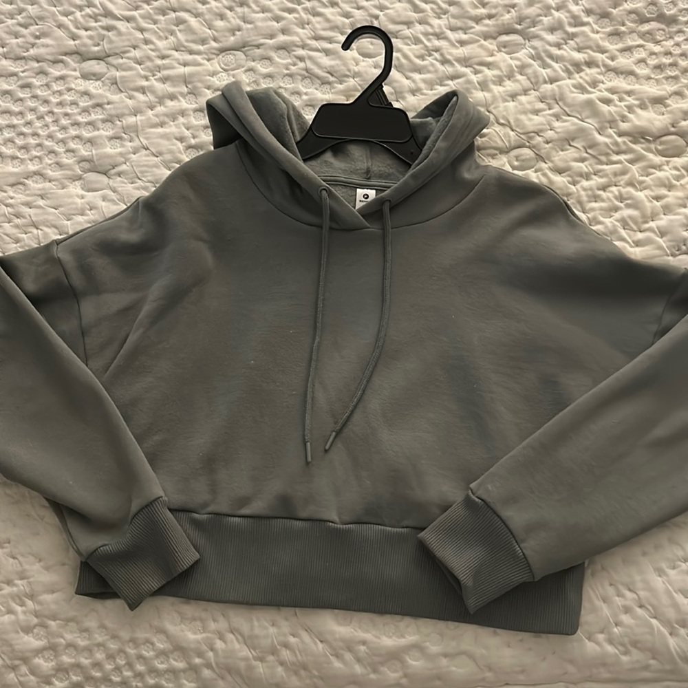 90 Degrees Cropped Olive Green Hoodie